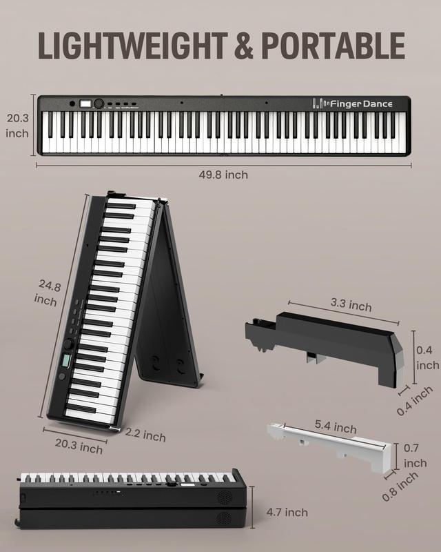 Teclado Elétrico Portátil Finger Dance - Piano Dobrável 88 Teclas